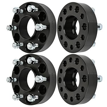 Imagem de ECCPP Conjunto de 4 espaçadores de roda de 1,5 polegadas 15 x 12 cm kit adaptador espaçador de roda com pinos M 12 x 1,5 furo de cubo 78,1 mm para SSR 6 Lug alumínio preto