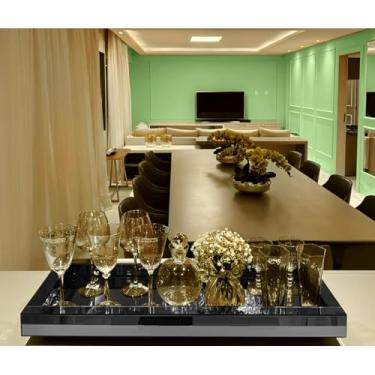 Imagem de Bandeja Grande Espelho Fumê Cozinha Sala Mesa Decoração Luxo 60x25