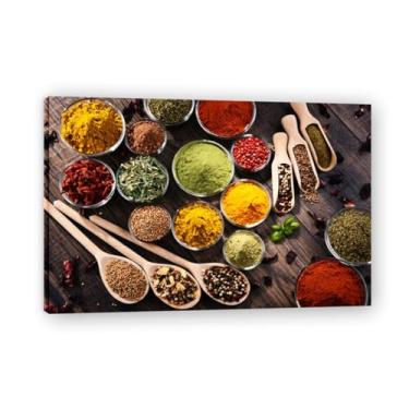 Imagem de NHLDZYH Arte de parede colorida em tela para temperos e colher de tempero | Decoração de cozinha vintage | Arte moderna para casa e sala de jantar. (Tempero 65) Moldura interna de 40 x 60 cm - 15,8 x