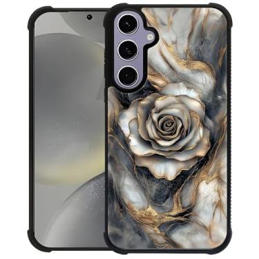 Imagem de WANKBLC Compatível com Samsung Galaxy S24 S25, proteção à prova de choque para homens mulheres antiderrapante para Samsung Galaxy S24 S25 Crazy Pattern rosa cinza dourado linha mármore