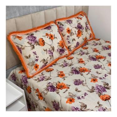 Imagem de Jogo de Colcha Casal Box Linhão com Franja e Fronhas Algodão – Cobre Leito Estampado Dupla Face, Macio e Durável(MODELO - 6)