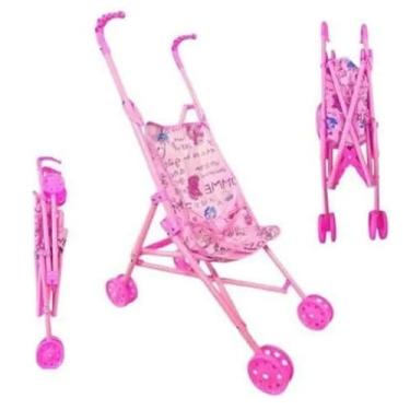 Imagem de Carrinho de Boneca Dobrável com Rodinhas - Rosa
