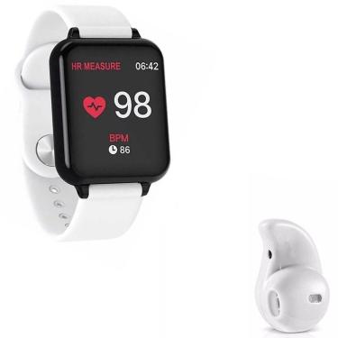 Imagem de Kit 1 Smartwatch Branco + 1 Mini Fone Bluetooth Branco