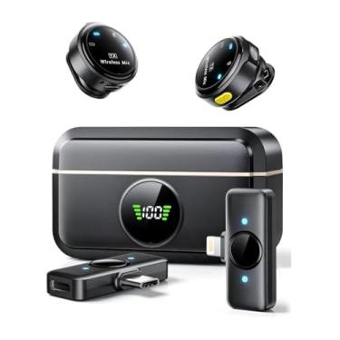 Imagem de Microfone Lapela Sem Fio Eletro mex El-1851 com conector Tipo C e adaptador lightning