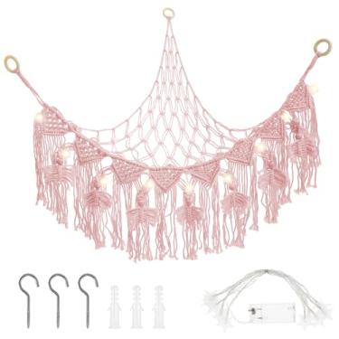 Imagem de Rede de brinquedo de pelúcia, rede com luz de estrela, portátil, rede de brinquedo de pelúcia para economizar espaço para pendurar rede de brinquedo decorativo organizador de rede rede de