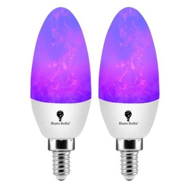 Imagem de Lâmpada LED Flame Bulb Purple Fire Bulb E12 Candelabra, pacote com 2 u