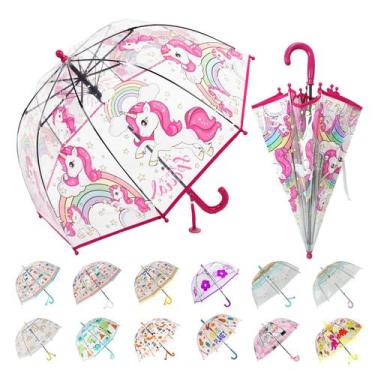 Imagem de Bubble Umbrella Wxjiahetai Kids Clear Red Unicorn, de 2 a 8 anos