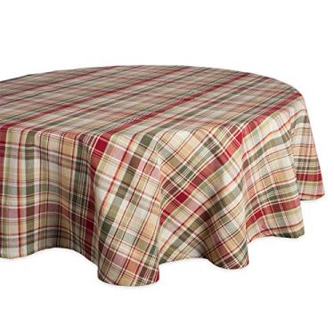 Imagem de DII Give Thanks Toalha de mesa xadrez para outono e dia de Ação de Graças, toalha de mesa redonda de 178 cm