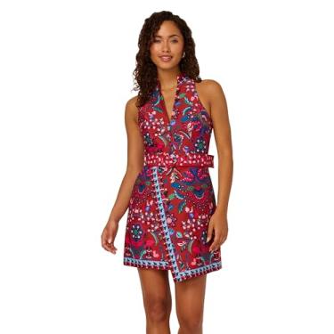 Imagem de Adrianna Papell Vestido curto feminino estampado frente única, Marrom multi, 46