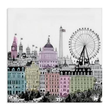 Imagem de Stupell Industries Design de arte de parede em tela Cidades do Mundo de Londres por Annabelle Hall, 43 x 43 cm