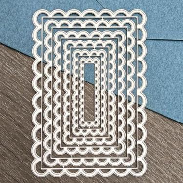 Imagem de Matrizes de corte retangulares aninhadas, moldes de corte de metal recortados costurados, estêncil, matrizes gravadas, artesanato, papel, cartão, scrapbook, gravação em relevo (estilo B)