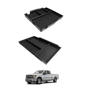 Imagem de Muslogy Organizador de console central de assento de salto compatível com Ford F150 2021-2024 2025 acessórios, caixa de armazenamento sob o assento, compartimento de apoio de braço (somente assento de