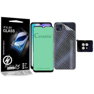 Imagem de Pel 9d Cerâmica + Câmera E Traseira para Moto G50 5G XT2149 - Cell In 