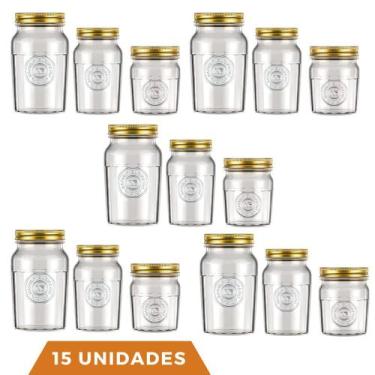 Imagem de Kit 15 Potes Americano Vintage 3Tamanhos 500ml 1L 1,5L Nadir - NADIR F