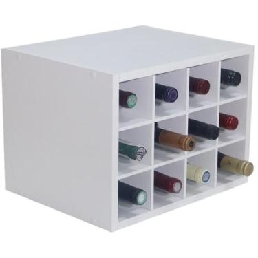 Imagem de Garrafeiro Adega De Vinho Com 12 Nichos Mdf Branco 46x35x30 - B&D Arte