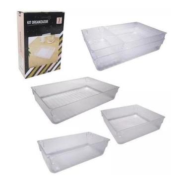 Imagem de Kit organizador multiuso acrílico transparente com 3 peças - FWB