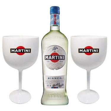 Imagem de Kit 1 Martini Bianco 750ml +  2 Taças de acrílico personalizadas