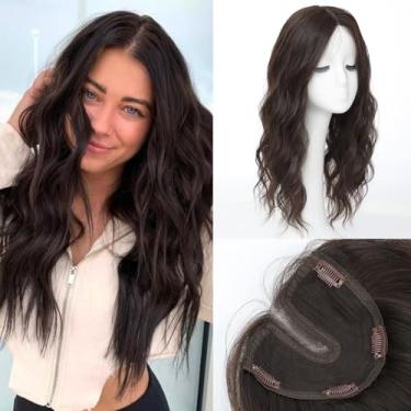 Imagem de forfeels Toppers de cabelo sintético para mulheres, fibra de proteína, 50,8 cm, partes laterais de cabelo para mulheres, protetores de cor marrom resolvem mulheres com queda de cabelo ligeiramente