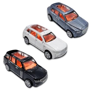 Imagem de 3 Carrinho Miniatura Brinquedo Fricção Carro Metal Range (KIT2/PRETO/BRANCO/AZUL)