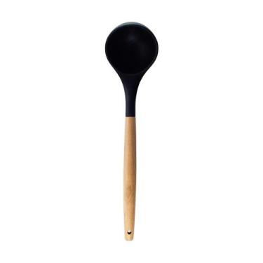 Imagem de Concha Silicone Bambu 32cm Utensílio Cozinha Feijão Sopa - Univendas, 