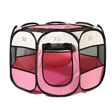 Imagem de Rarasy Canil Macio Portátil Da Pena do Exercício do Cão Dos Cercadinhos do Cão de Estimação com Saco de Transporte para Filhotes de Cachorro Gatos Gatinhos Coelhos, Uso Interno/Externo