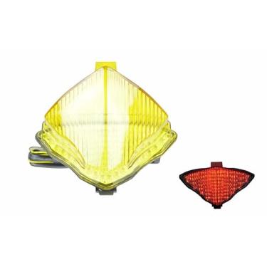 Imagem de Adequado para Yamaha 2004-2005-2006 YZF R1; luz traseira de freio de LED com indicadores de seta integrados (amarelo, estilo 1: lanterna traseira LED + seta)