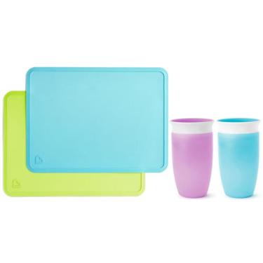 Imagem de Conjunto de copos com canudinho e jogos americanos de silicone Munchki