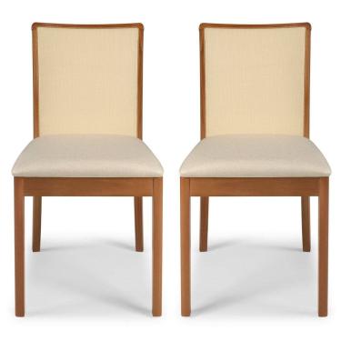 Imagem de Conjunto 2 Cadeiras Sala de Jantar com Tela Sintética Slim Castanho