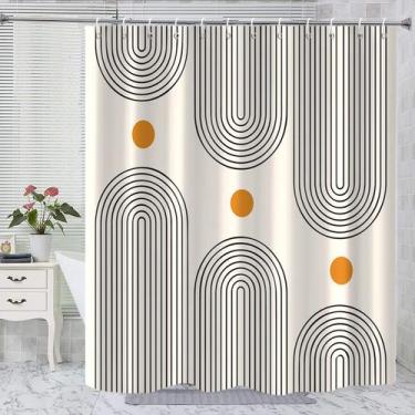 Imagem de Cortina de chuveiro GKLEASG Boho Mid Century Waterproof 180x180cm