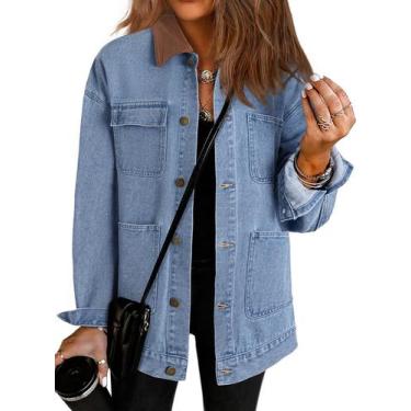 Imagem de Jaqueta Jean Dokotoo Blue Oversize Vintage para mulheres