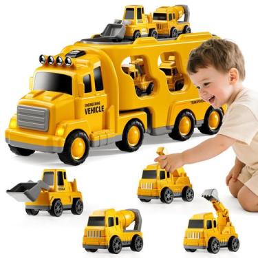 Imagem de Transportador 5 em 1 da Construction Trucks Toys KIZONLY por 2 a 5 ano
