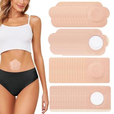 Imagem de 60 peças de adesivos de óleo de rícino, embalagens de óleo de rícino, almofadas autoadesivas descartáveis de algodão orgânico, aplique de umbigo para óleo de rícino, design antivazamento, respirável e