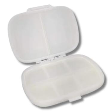 Imagem de Porta Comprimidos de Viagem, 8 Compartimentos, Organizador de Remédios Compacto (BRANCO)