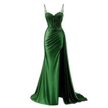 Imagem de Vestido de baile RUMUGUYA Classic, apliques de renda longa, verde acet