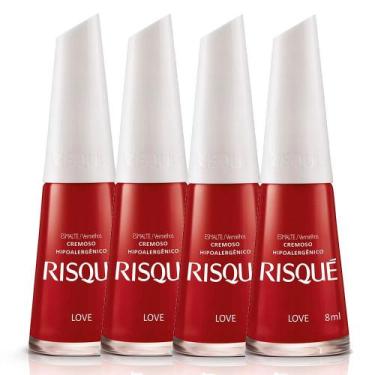 Imagem de Kit 4 Esmalte Risqué Cor Love Hipoalergênico com 8ml