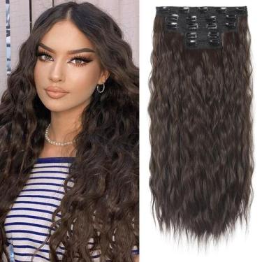Imagem de Extensões de cabelo REECHO HE002 60 cm de comprimento, ondas soltas, c