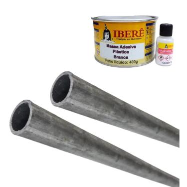 Imagem de Tubo Aço Ferro Apoio Pia Bancada 3/4 X 60Cm + Massa Ibere