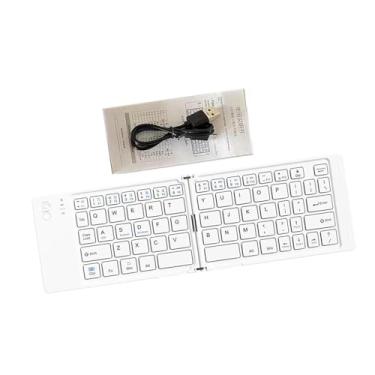 Imagem de MotiveTech Teclado sem fio para computador, compacto, recarregável, 64 teclas, digitação silenciosa, dobrável, para laptop e smartphone, Branco