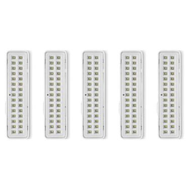 Imagem de Kit com 5 Luz Emergência Bateria Lítio 30 Leds 2W Biv Elgin