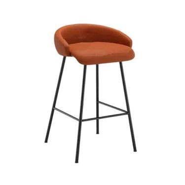 Imagem de Banco de bar de pub Cadeira de ilha moderna simples banco alto escandinavo bar cadeira alta doméstica(Orange)