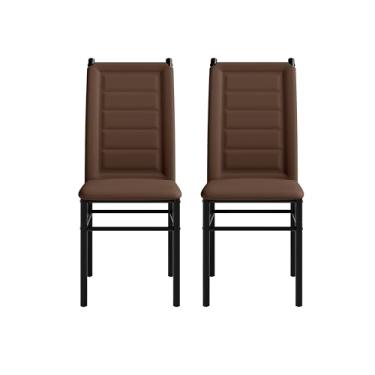 Imagem de Conjunto de 2 Cadeiras de Jantar Tokio, Tubo Preto, Courvin, Sala de Jantar (Preto/Marrom)