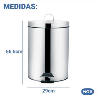 Imagem de Lixeira Inox 5 Litros Pedal Cesto Balde Interno Removível Aço Inox - M