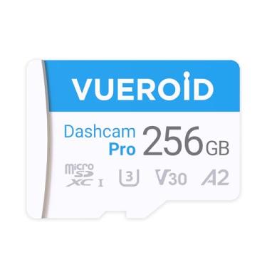 Imagem de Vueroid Cartão microSD Dashcam Pro de 256 GB com adaptador de leitor, cartão de memória de alta velocidade C10, V30, UHS-I, Classe 10, A2 para vídeo UHD 4K, velocidade de leitura de até 100 MB/s
