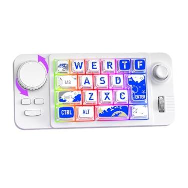 Imagem de ZGUZMCMK Teclado mecânico para jogos com fio, retroiluminação RGB, teclado numérico recarregável, totalmente programável, 9 modos de iluminação para trabalho e, Branco