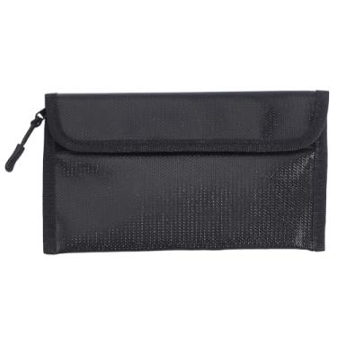 Imagem de CREATCABIN Bolsa de documentos à prova de fogo, à prova d'água, bolsa organizadora de armazenamento de pano preto com isolamento térmico com zíper de segurança para arquivos, dinheiro, joias