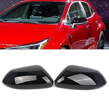 Imagem de GSRECY Tampa do espelho retrovisor da porta da asa lateral brilhante, espelhos retrovisores, acessórios exteriores compatíveis com Toyota Corolla 2019-2023 (preto brilhante)