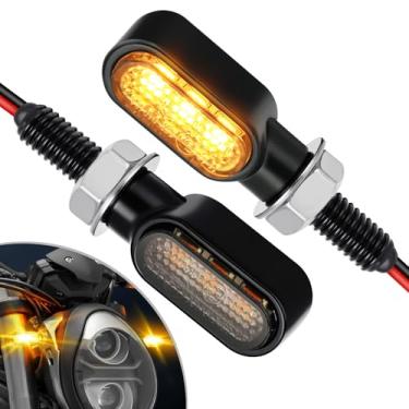 Imagem de Benlari 2 peças de mini seta LED de motocicleta com luzes de corrida, luz de freio de seta frontal e traseira 12V apto para Harley Honda Suziki Yamaha Kawasaki (moke)