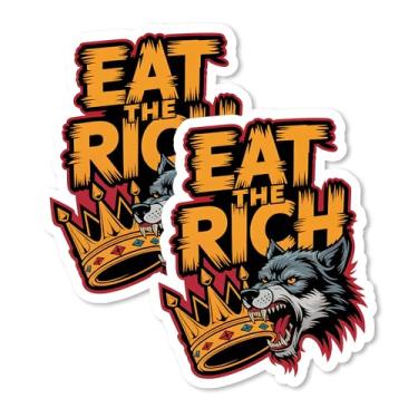 Imagem de Eat The Rich Magnet 10 cm pacote com 2 sátira política protesto – Ímãs decorativos de vinil forte para geladeira armário cozinha escritório – fofa divertida estética legal durável e longa duração