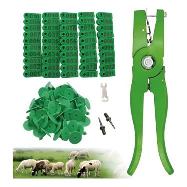 Imagem de Alicate Aplicador com 100 Brincos Numerados para Identificação de Gado e Ovinos, Verde