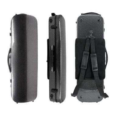 Imagem de Vetimobato Estojo Para Violino Em Fibra De Carbono 4/4, Tamanho Integral, Caixa Rígida Oblonga Com Alça E Trava Partitura, Bolsa Viagem 2,1 Kg (Preto)